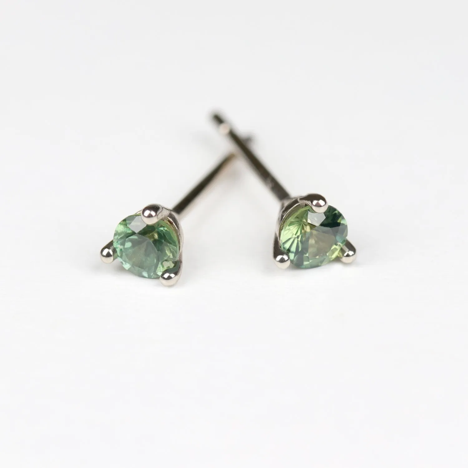 . Green Australian Sapphire Martini Stud Earrings