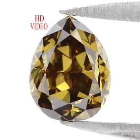 0.68 CT Natural Loose Pear Shape Diamond Yellow Green Color Pear Shape Diamond 6.15 MM Natural Loose Diamond Pear Rose Cut Diamo