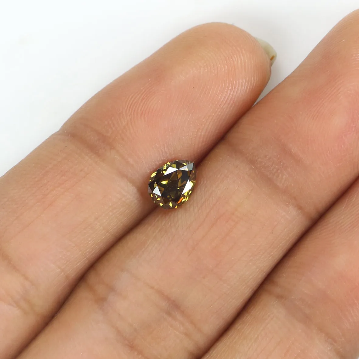 0.68 CT Natural Loose Pear Shape Diamond Yellow Green Color Pear Shape Diamond 6.15 MM Natural Loose Diamond Pear Rose Cut Diamo