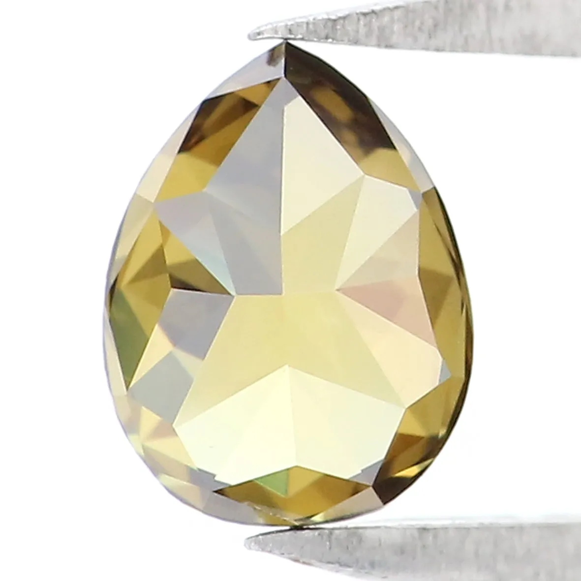 0.68 CT Natural Loose Pear Shape Diamond Yellow Green Color Pear Shape Diamond 6.15 MM Natural Loose Diamond Pear Rose Cut Diamo