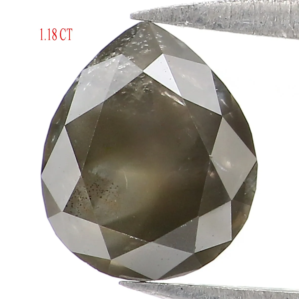 1.18 Ct Natural Loose Pear Shape Diamond Green Black Color Pear Cut Diamond 7.00 MM Natural Loose Diamond Pear Brilliant Cut Dia