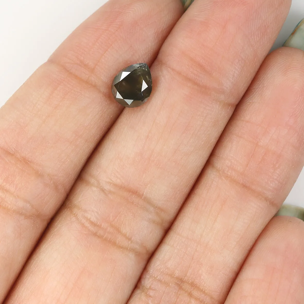 1.18 Ct Natural Loose Pear Shape Diamond Green Black Color Pear Cut Diamond 7.00 MM Natural Loose Diamond Pear Brilliant Cut Dia