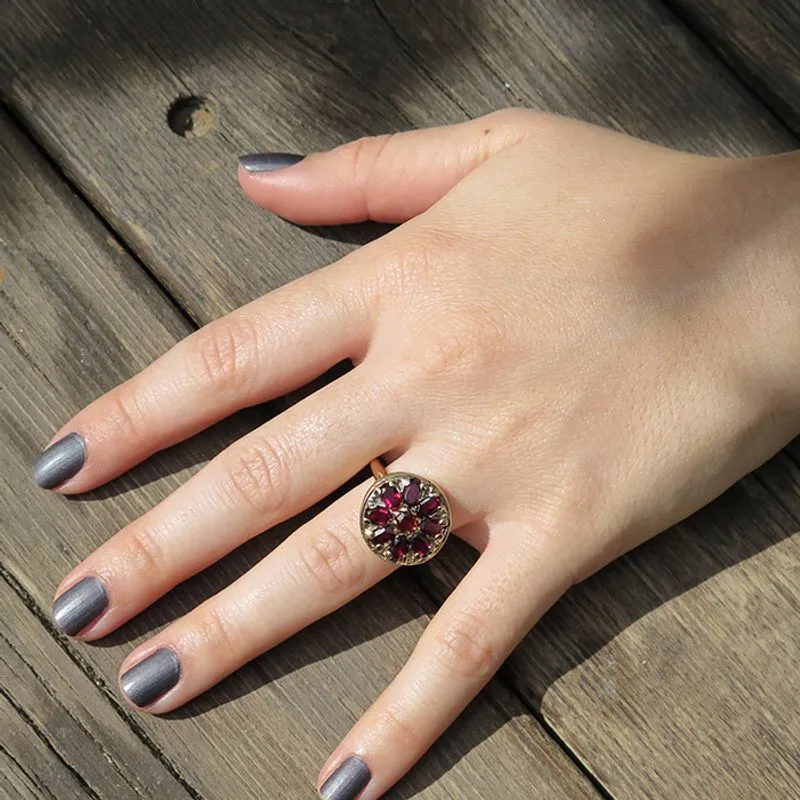 14K Rose Gold Red Garnet 5X3mm Ring