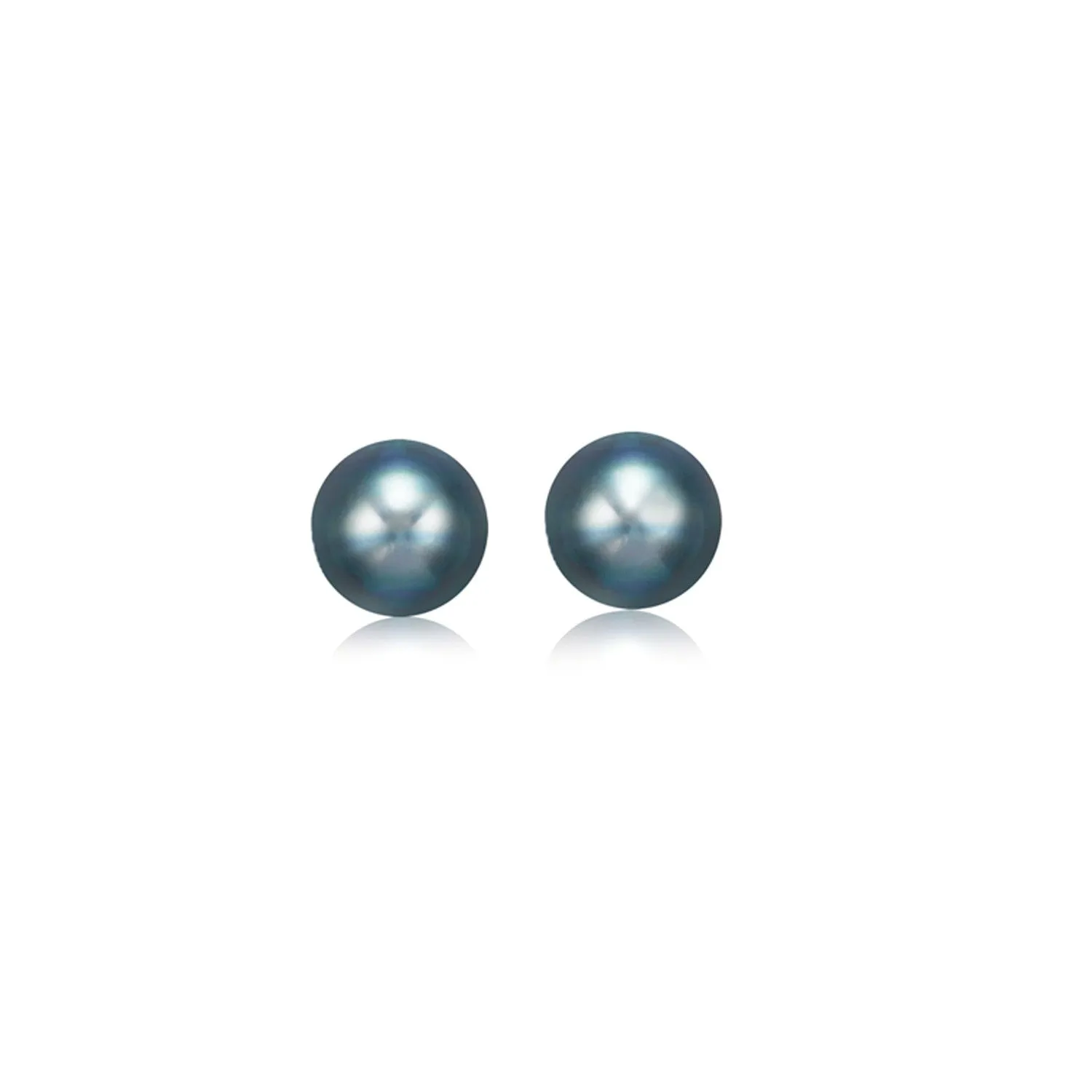 14k Yellow Gold Cultured Black Pearl Stud Earrings (6.0 mm)-rx91902