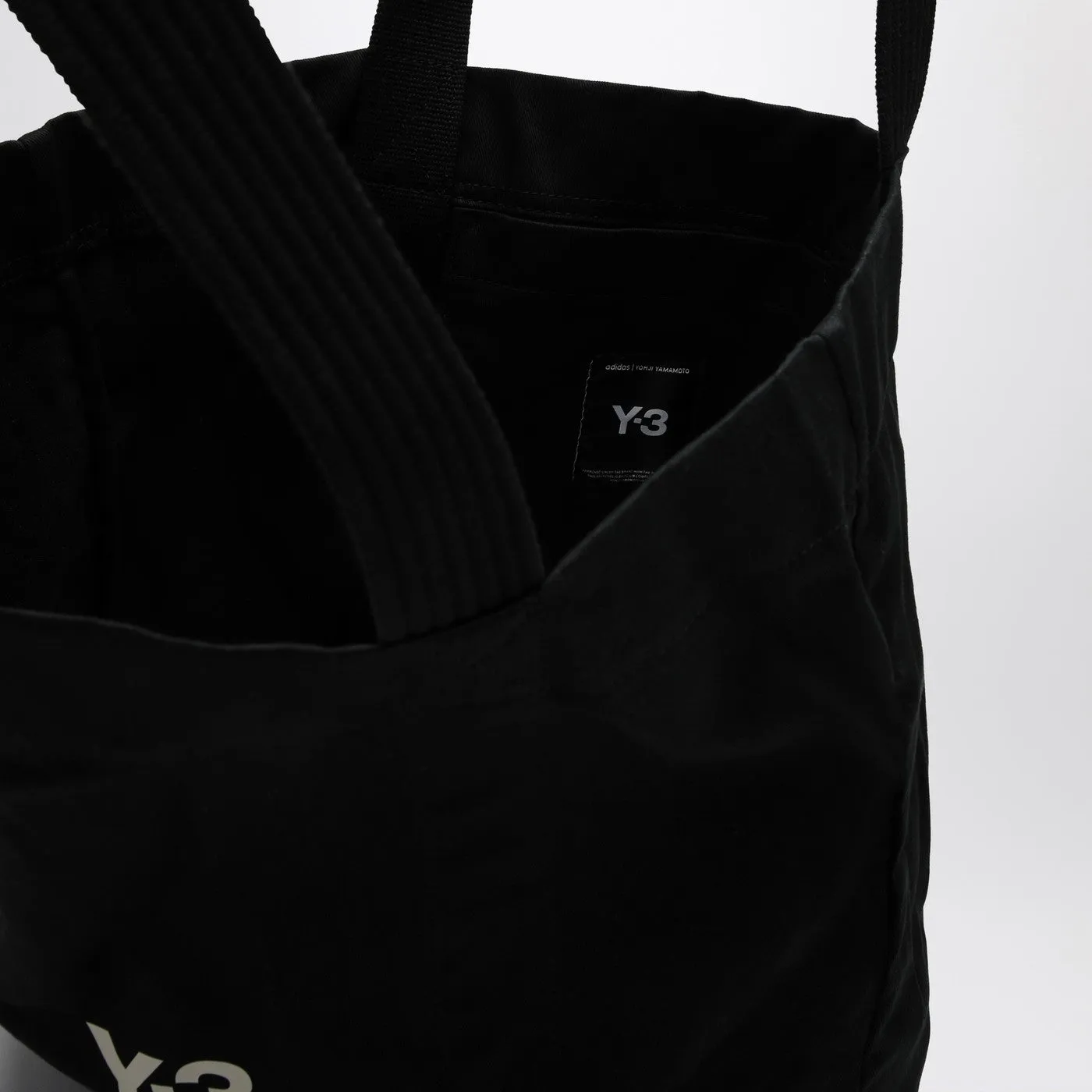 Adidas Y 3    Adidas Y 3 Black Cotton Tote Bag With Logo