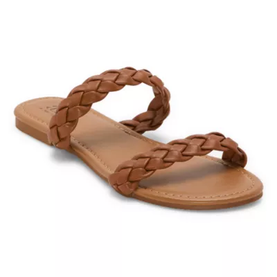 a.n.a Womens Dual Braid Slide Flat Sandals