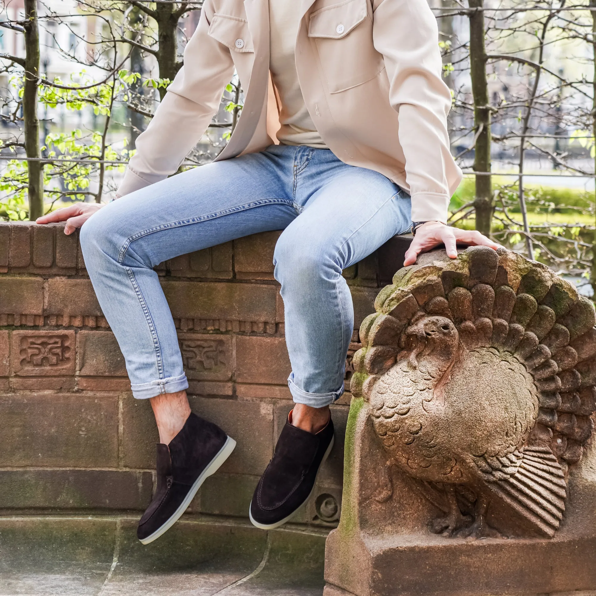 Andora Dark Brown Suede Loafer Boots