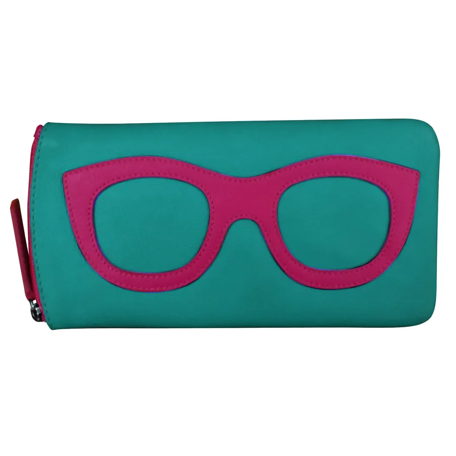 Aqua/ Pink Eyeglass Case with Eyeglass Design