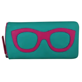 Aqua/ Pink Eyeglass Case with Eyeglass Design