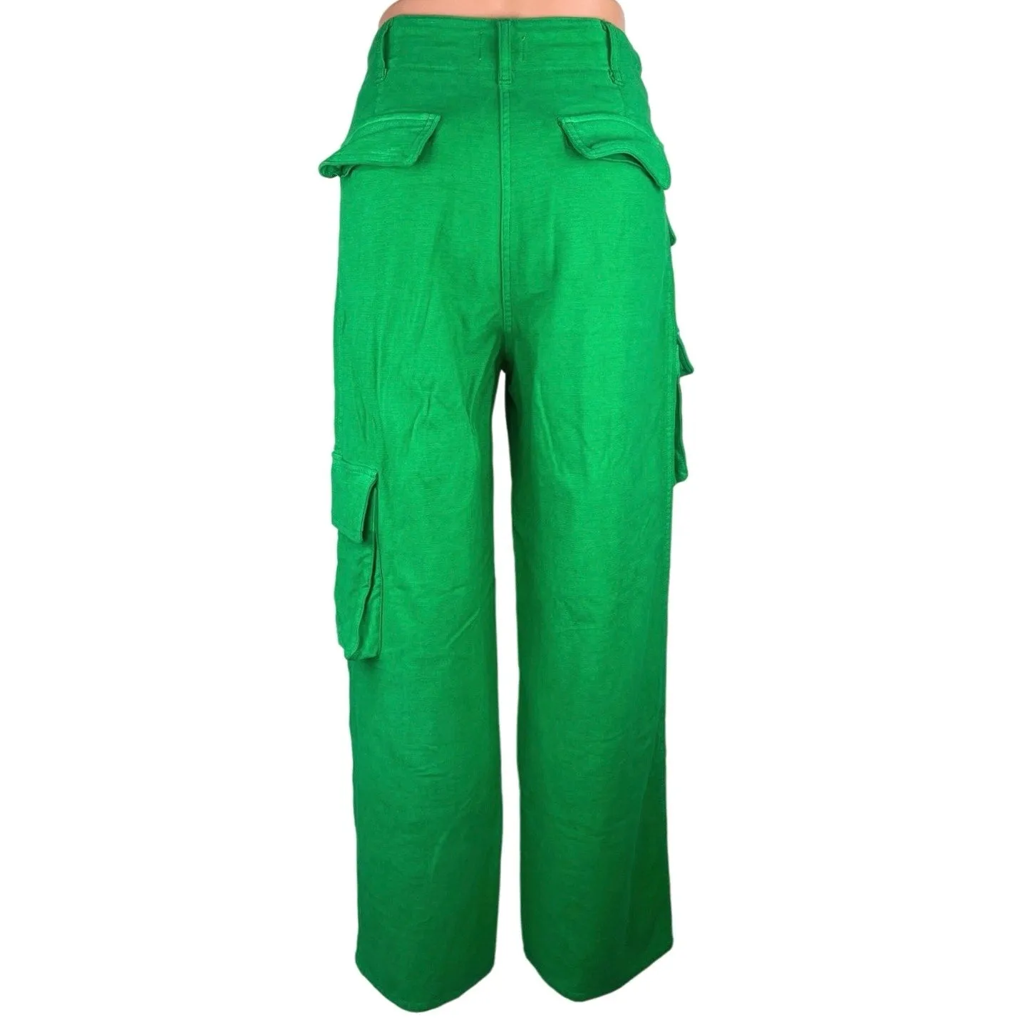 Aritzia Wilfred Free Green Cotton High Rise Ankle Cargo Wide Leg Pants Size 8