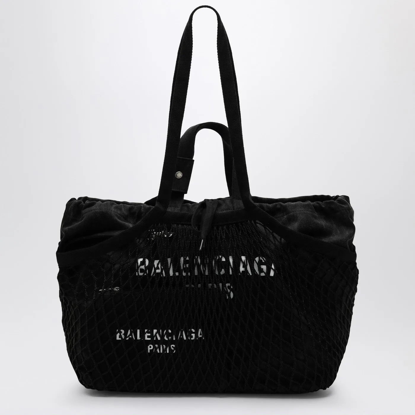 Balenciaga    Balenciaga Medium 24/7 Tote Bag In Washed Black Cotton With Mesh