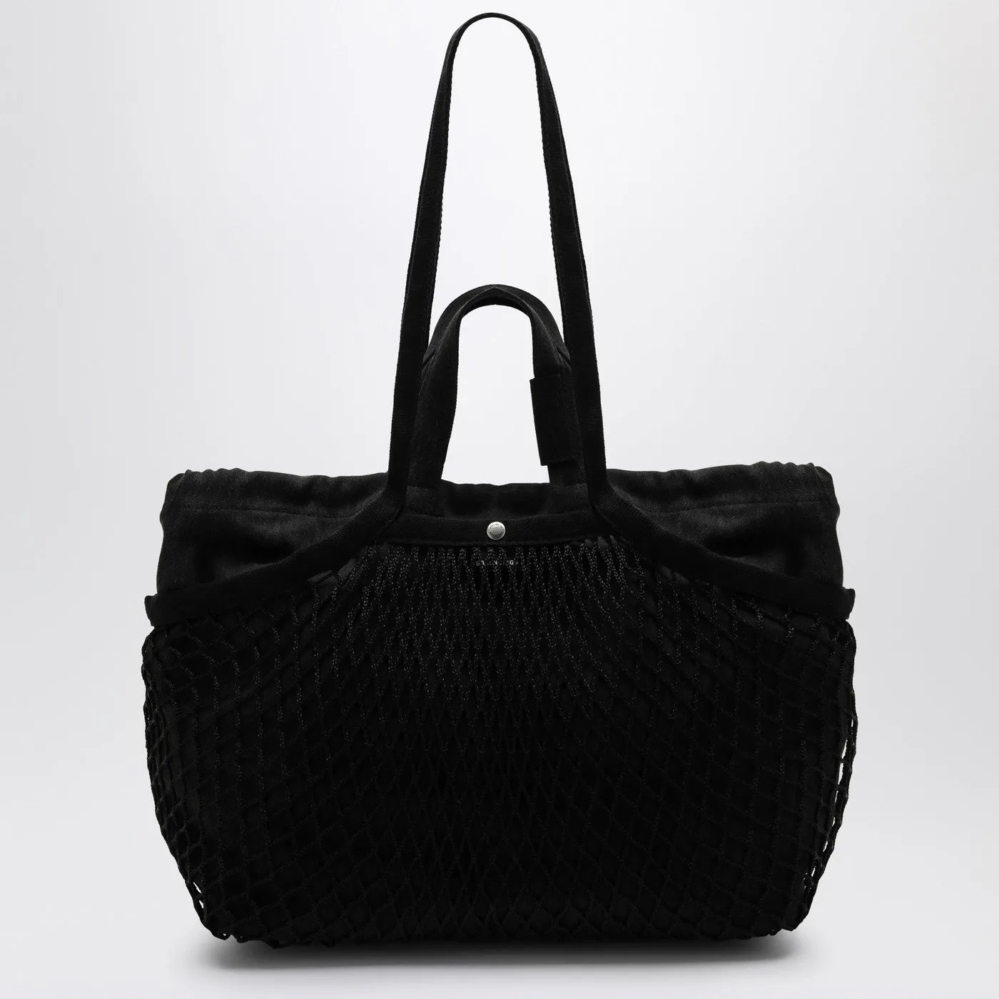 Balenciaga    Balenciaga Medium 24/7 Tote Bag In Washed Black Cotton With Mesh