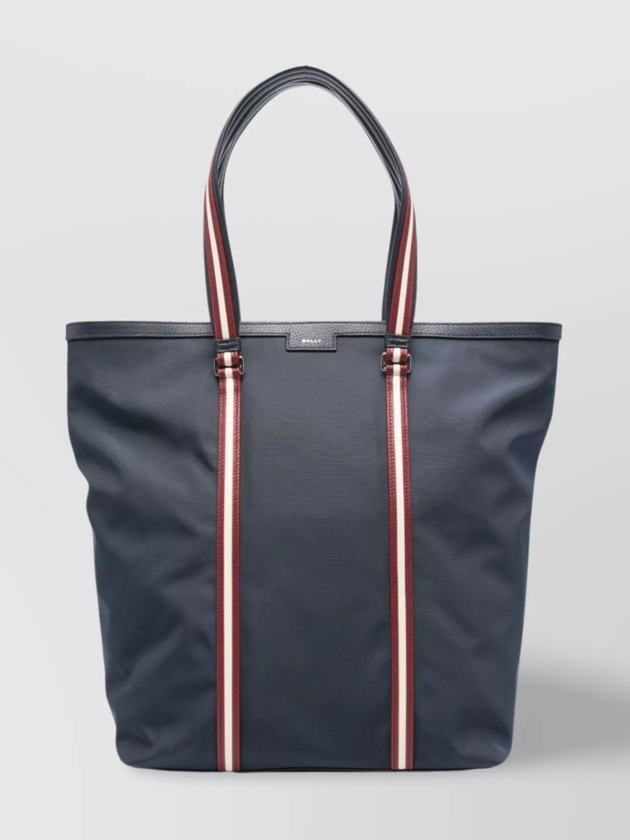 Bally   Tote bag with faux-leather trim and stripes