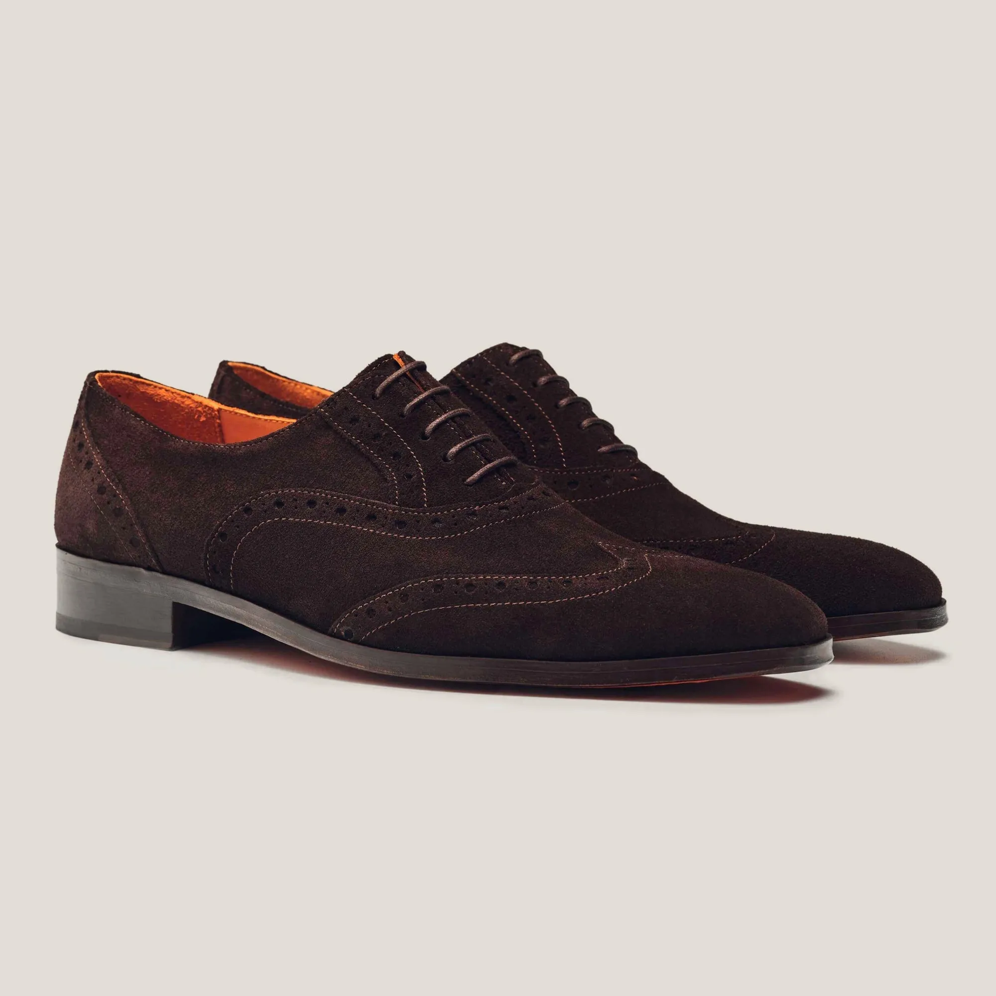 Basel Dark Brown Suede Brogue Shoes