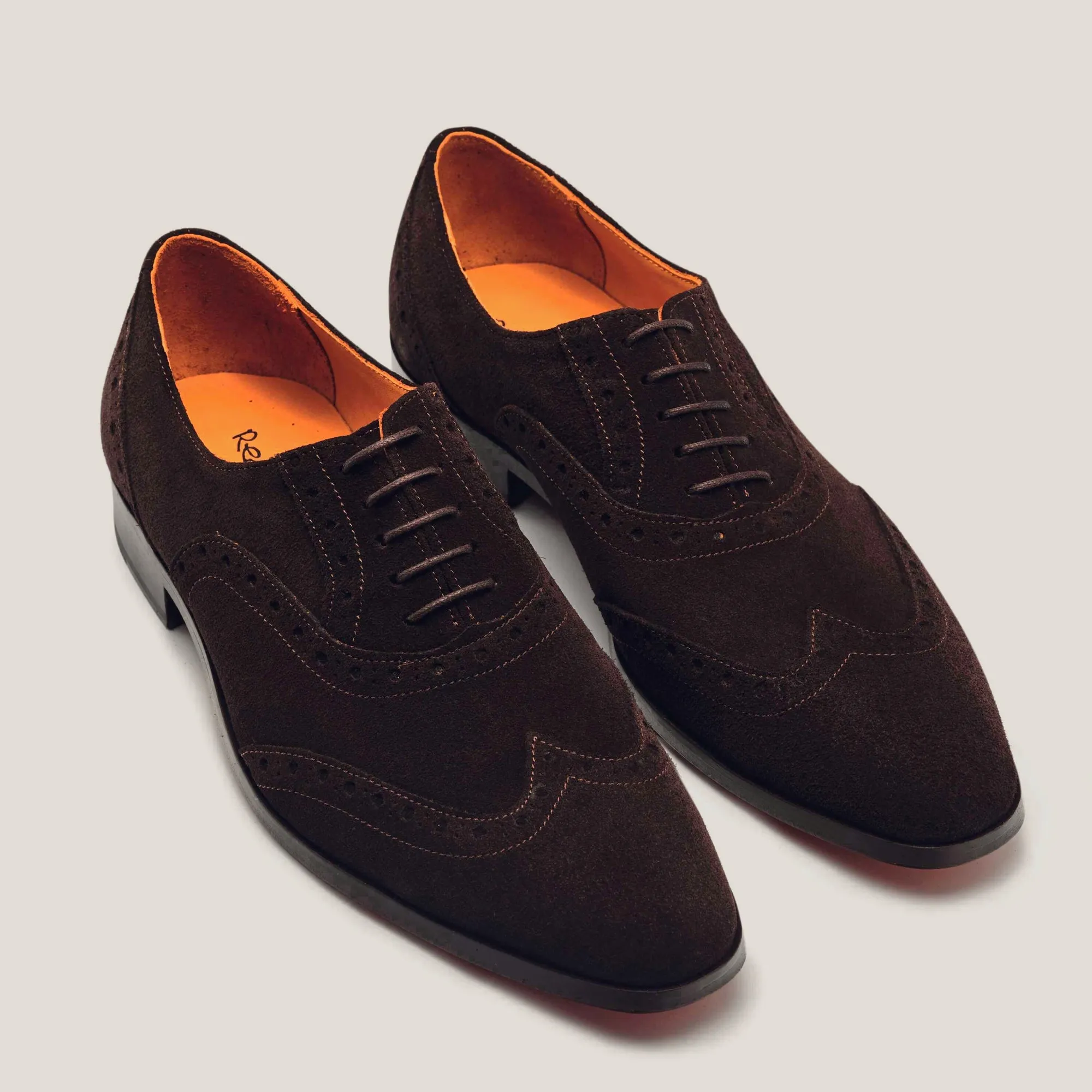 Basel Dark Brown Suede Brogue Shoes