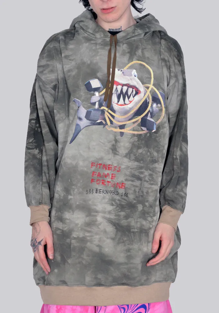 BERNHARD WILLHELM C82+P2 TIEDYE SWEAT HOODIE GREY/KHAKI