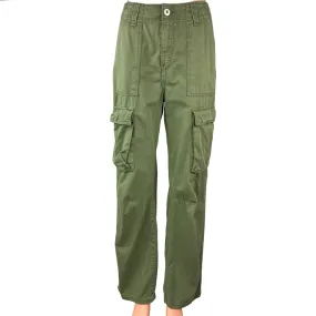 Bershka Women's Olive Green Relaxed Outdoor High Rise Cargo Straight Pants Sz 2