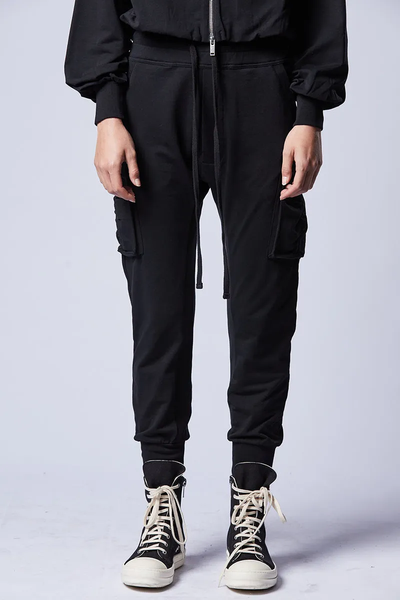 BLACK CARGO COTTON PANTS