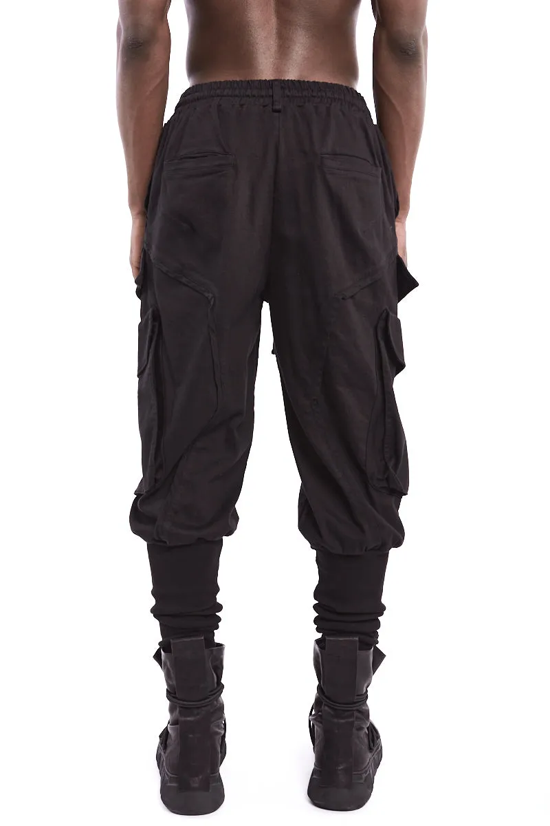 BLACK CARGO STRETCH PANTS