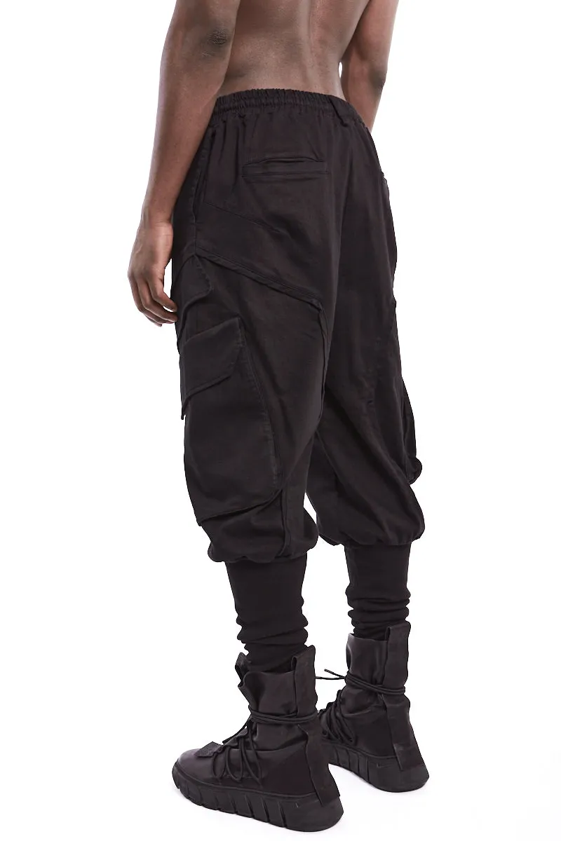 BLACK CARGO STRETCH PANTS