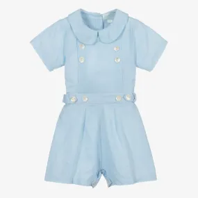 Blue Linen Shorts Set