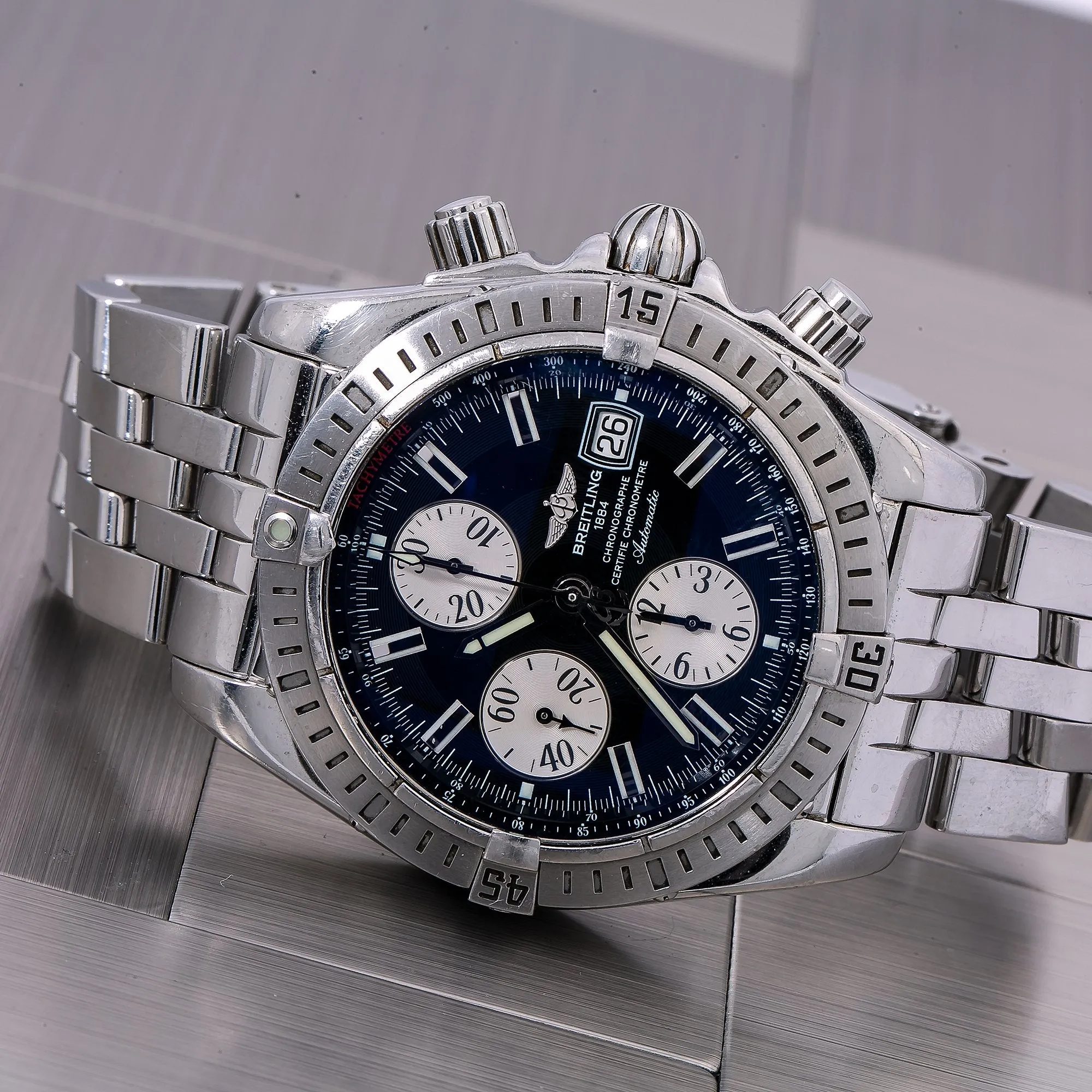 Breitling Chronomat Evolution A13356 44MM Black Dial With Stainless Steel Bracelet