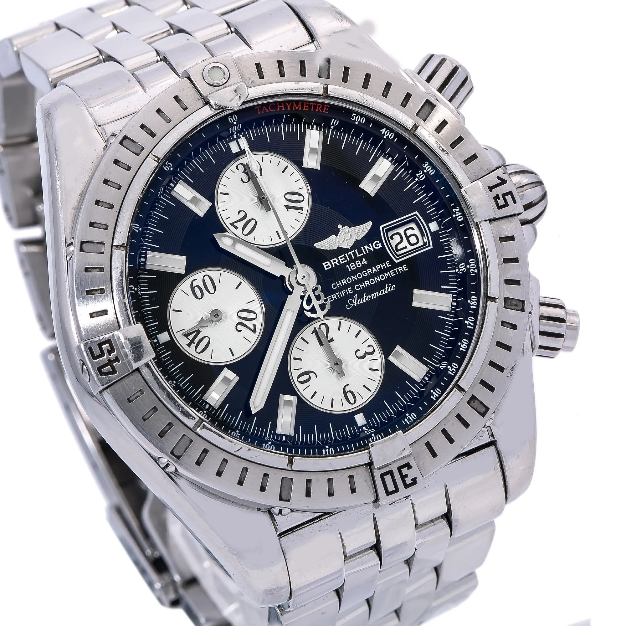 Breitling Chronomat Evolution A13356 44MM Black Dial With Stainless Steel Bracelet