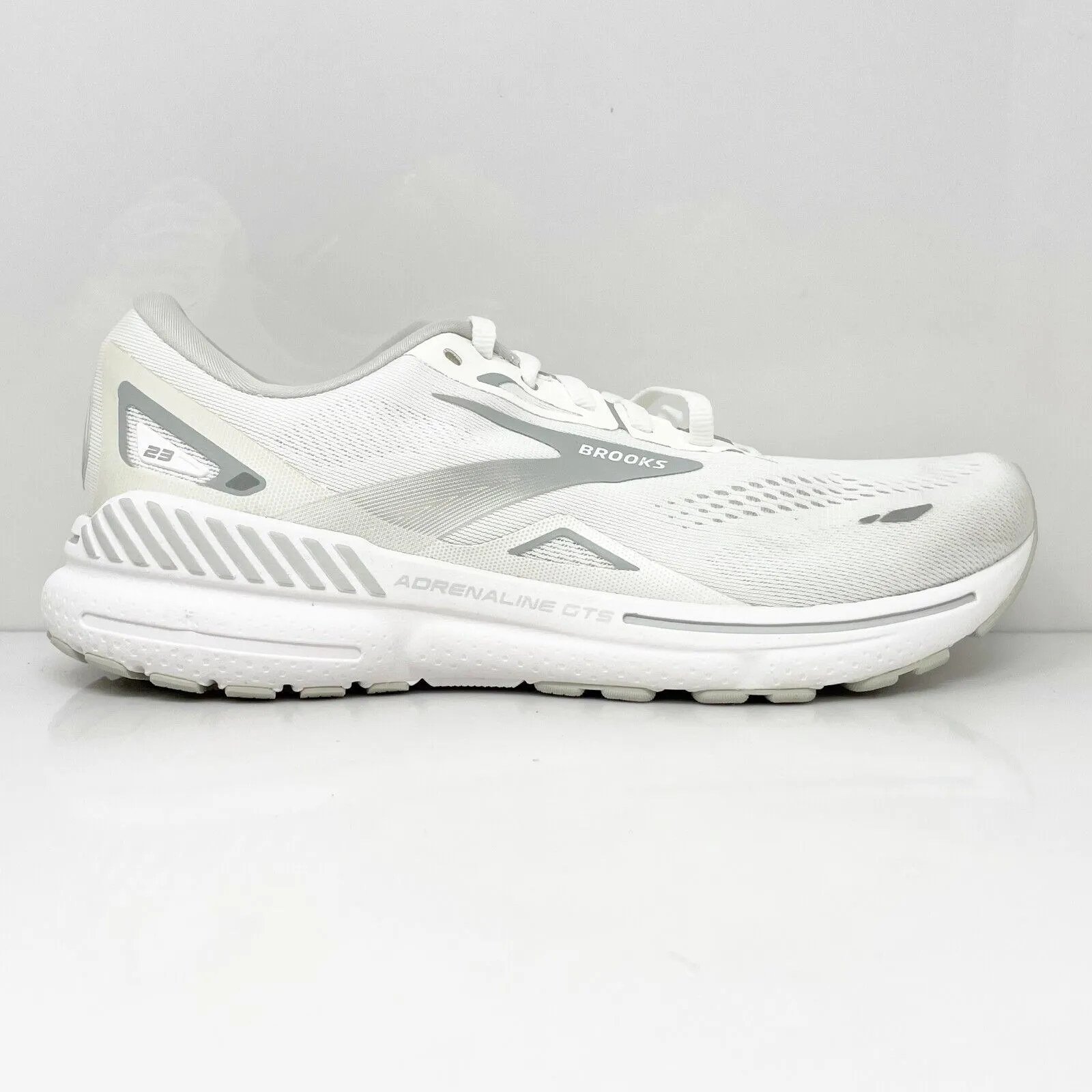 Brooks Womens Adrenaline GTS 23 1203811B104 White Running Shoes Sneakers Sz 10 B