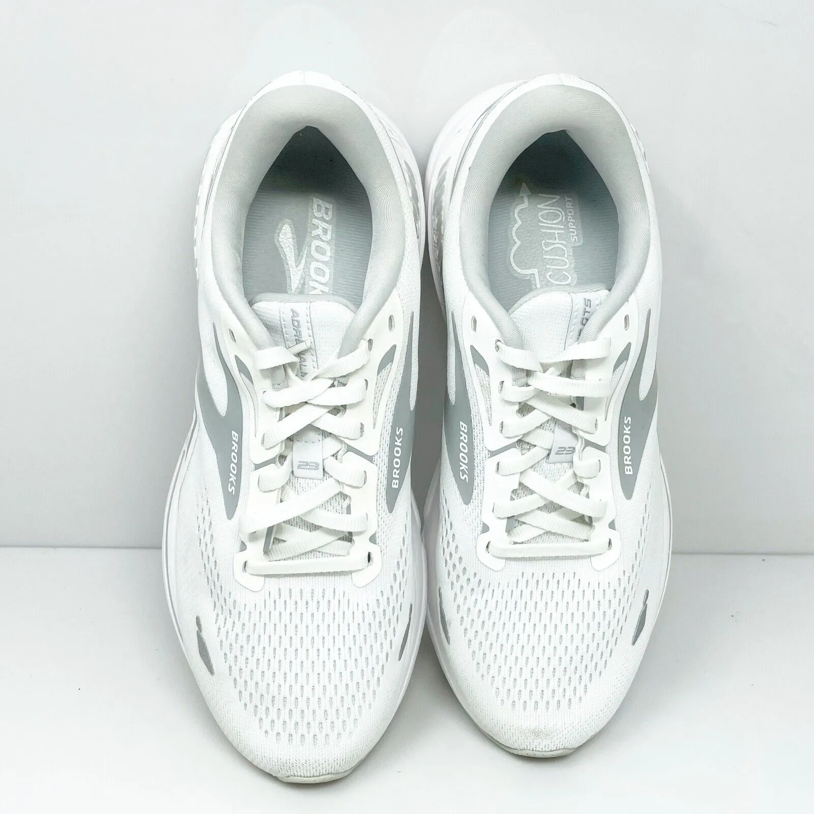 Brooks Womens Adrenaline GTS 23 1203811B104 White Running Shoes Sneakers Sz 10 B