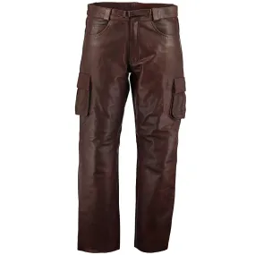 Brown Cargo Pockets Combat Leather Trouser Motorcycle Pants