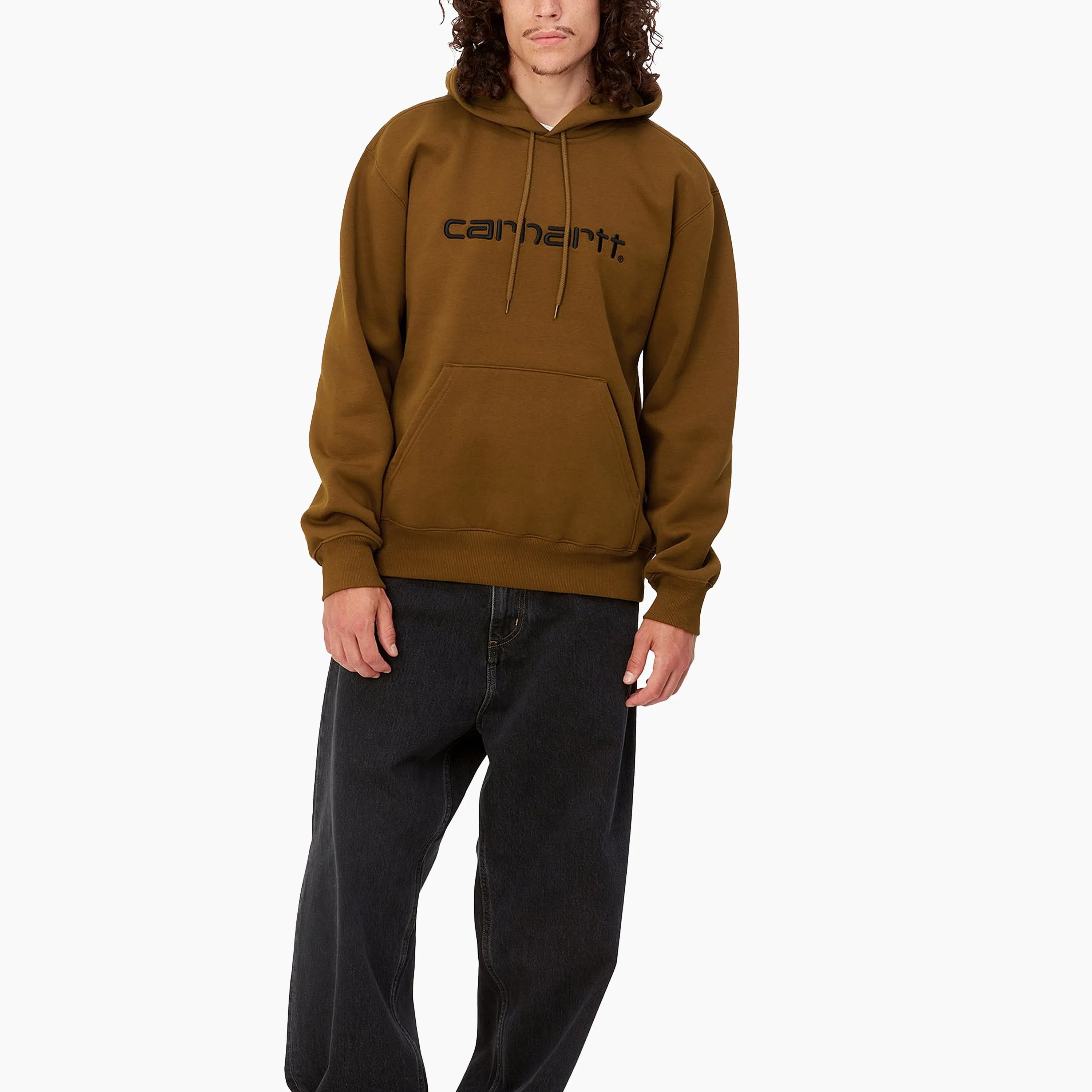 CARHARTT WIP HOODED SWEAT DEEP H BROWN & BLACK - I030547