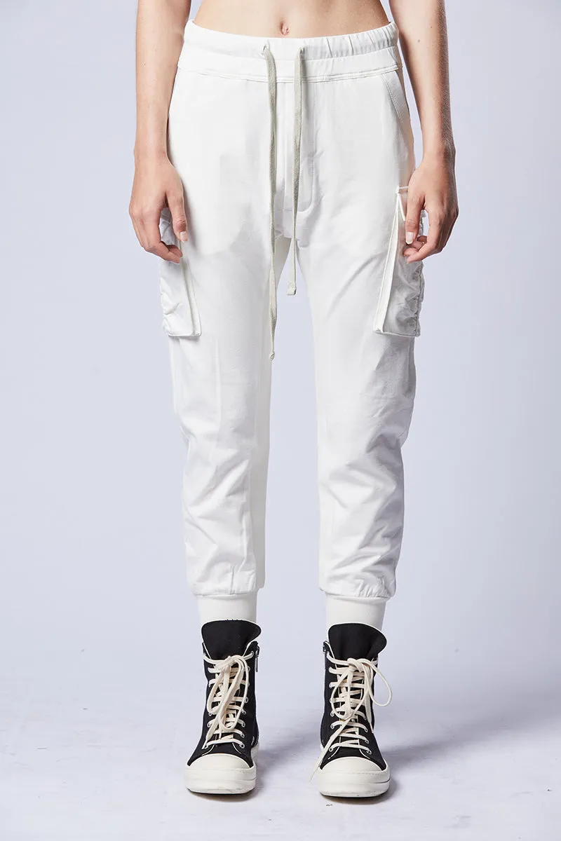 CREAM CARGO COTTON PANTS