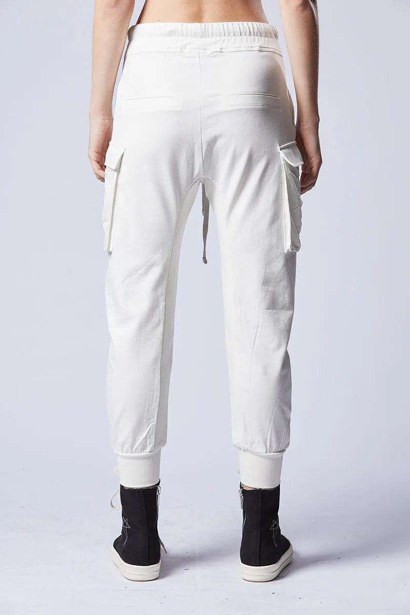 CREAM CARGO COTTON PANTS