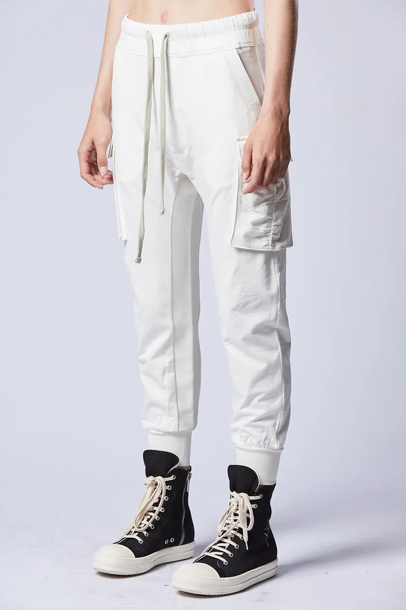 CREAM CARGO COTTON PANTS