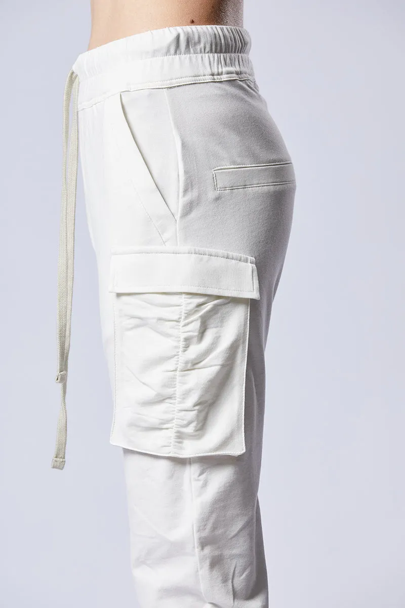 CREAM CARGO COTTON PANTS