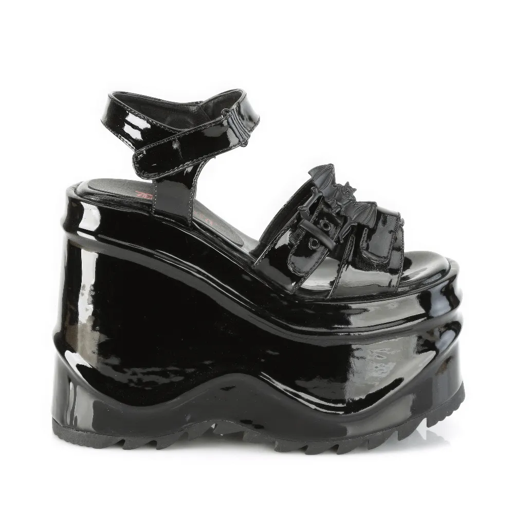 DEMONIA Gothic Platform Sandals with Bat Buckle Strap