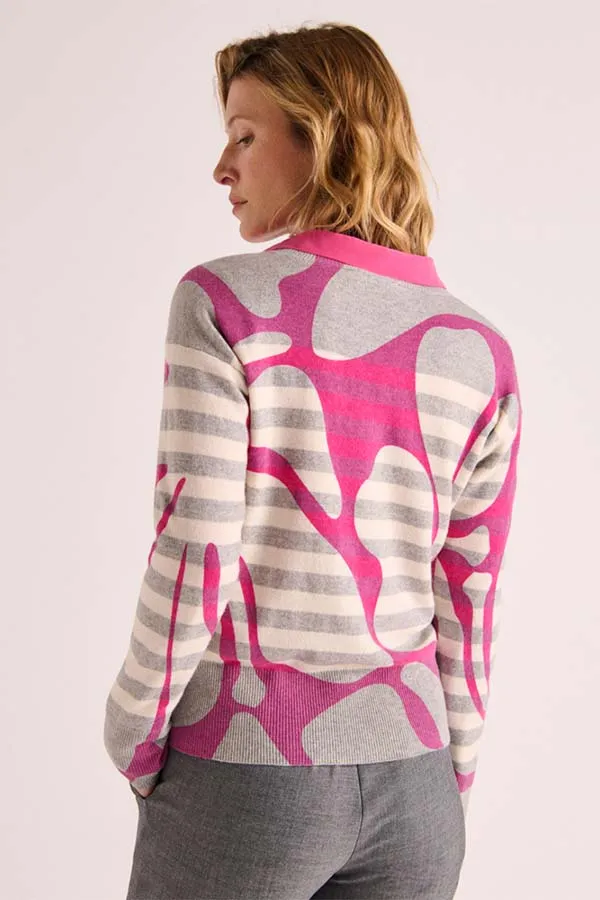 Devernois ABISTRIPE PRINTED WOOL CASHMERE SWEATER