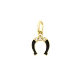 Diamond Horseshoe Resin Pendant, Black, Yellow Gold