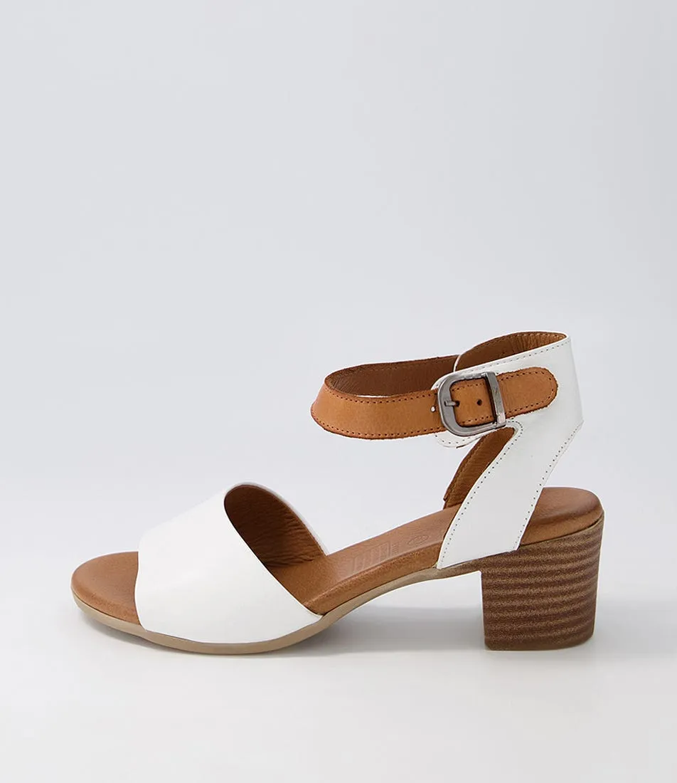 DIANA FERRARI Evvae White-tan Leather Sandals