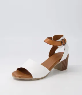 DIANA FERRARI Evvae White-tan Leather Sandals