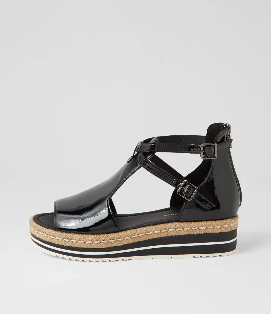 DJANGO & JULIETTE Alexys Black Patent Leather Sandals