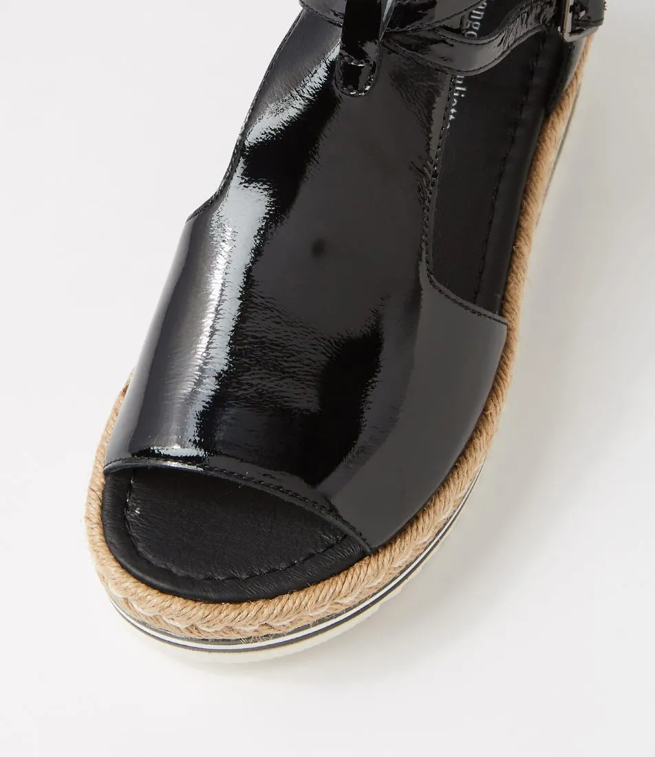 DJANGO & JULIETTE Alexys Black Patent Leather Sandals