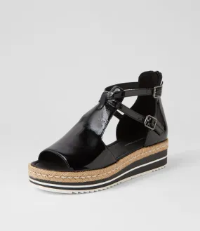 DJANGO & JULIETTE Alexys Black Patent Leather Sandals