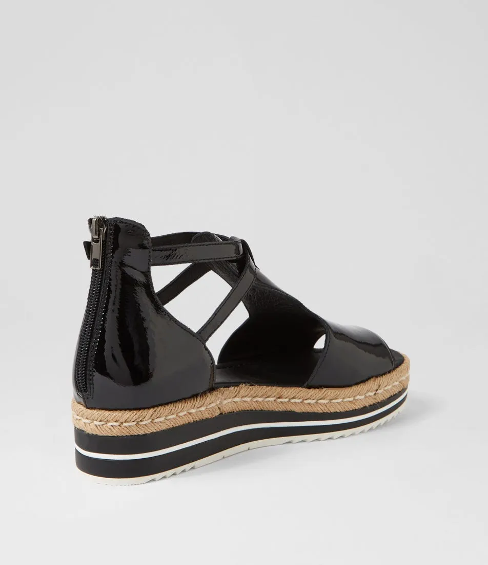 DJANGO & JULIETTE Alexys Black Patent Leather Sandals