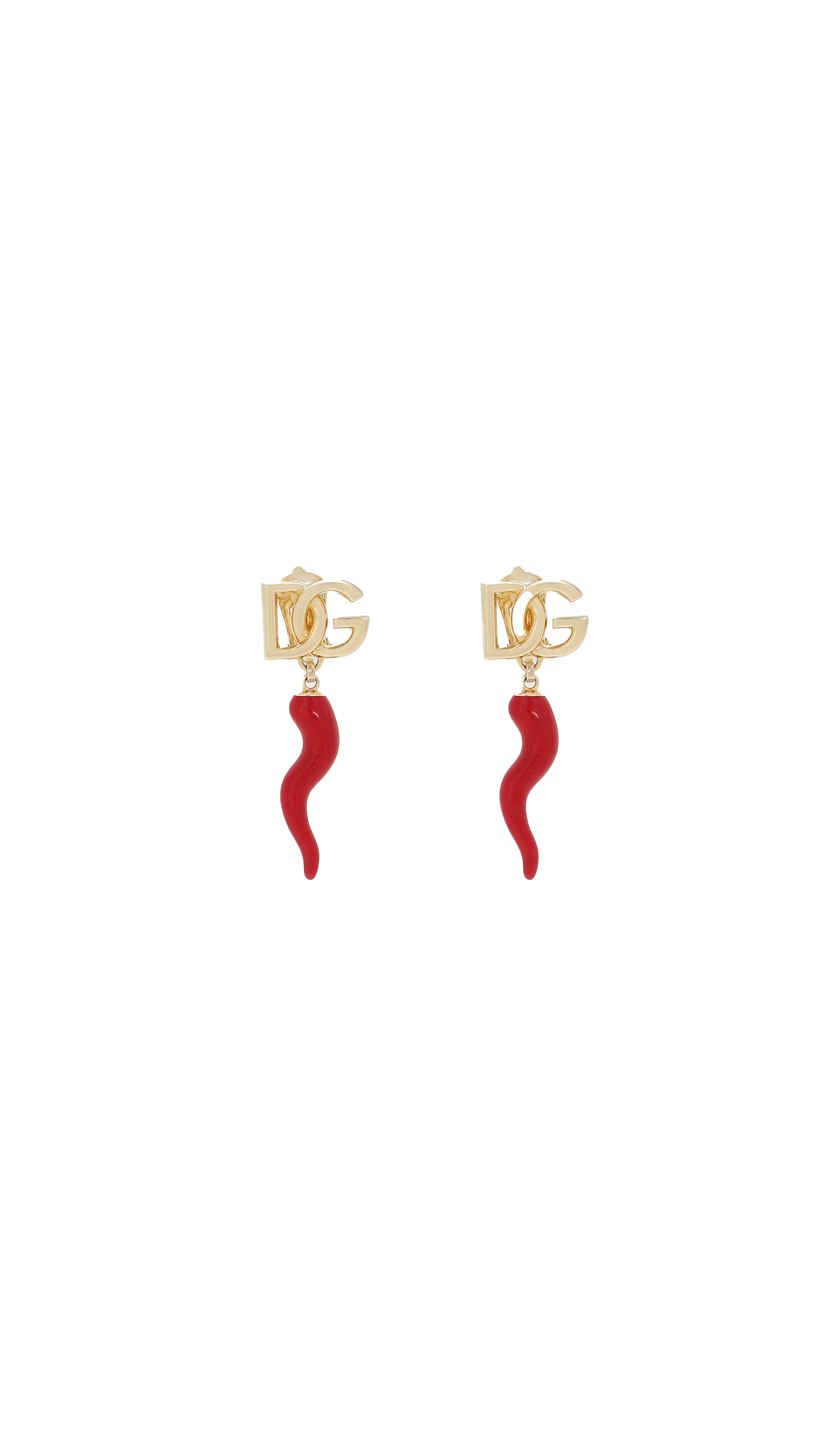 Earrings With Dg Logo And Horn - Gold\Red