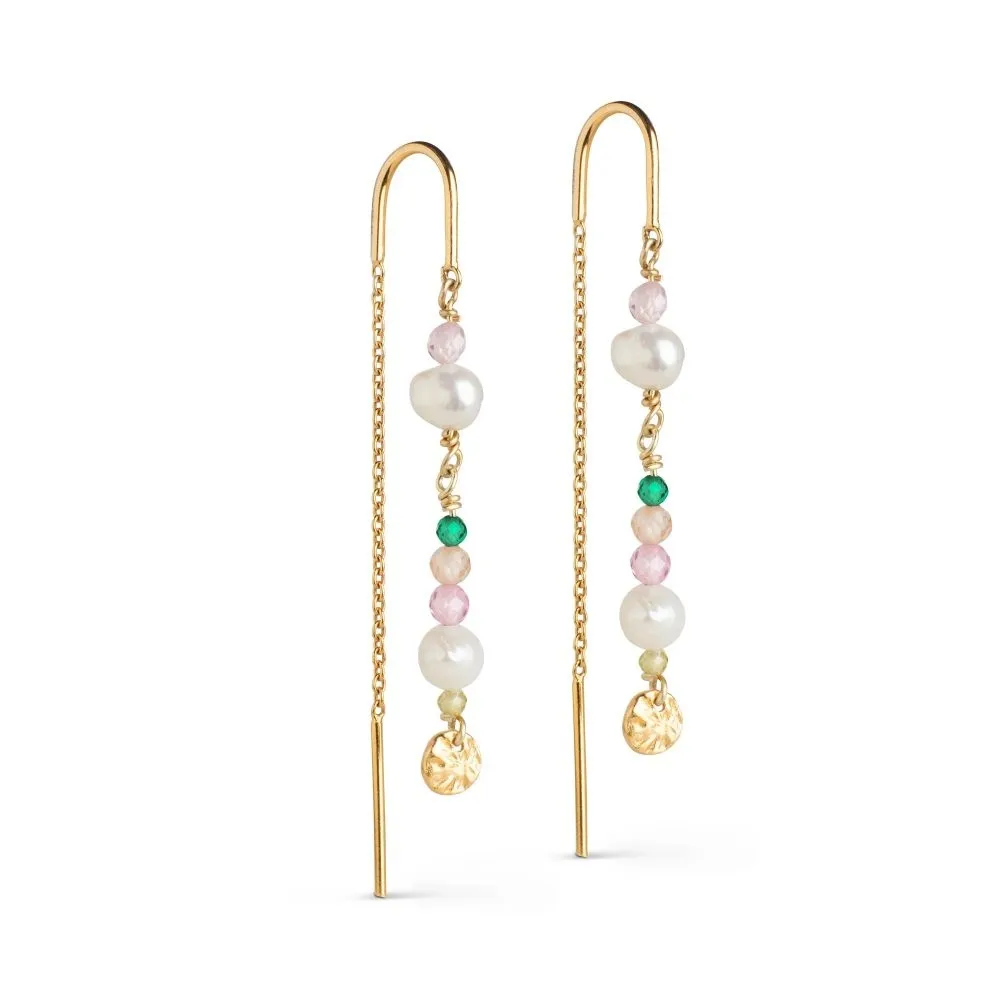 Enamel Copenhagen Sophia Earring - Light Pink, Kaki green, Peach and Pearl