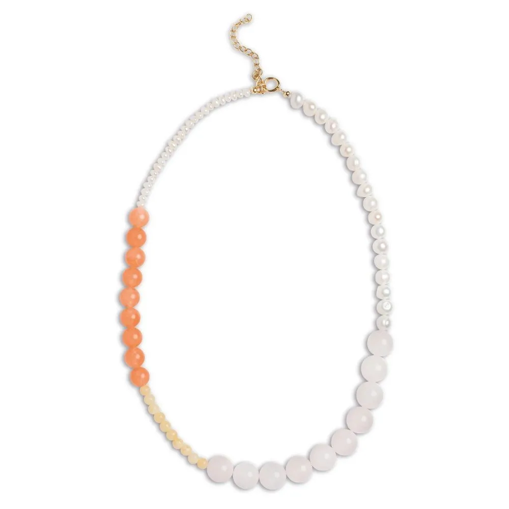 Enamel Copenhagen Tahlia Necklace - Light Pink Pearls / Orange and Light Yellow