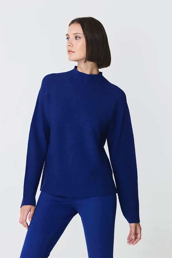 Escorpion BLUE FUNNEL NECK OTTOMAN SWEATER