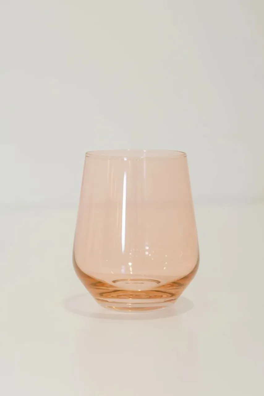 Estelle Stemless Wine Glass Set, Blushed Pink