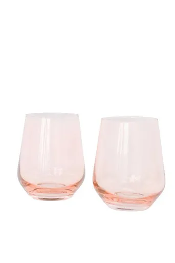 Estelle Stemless Wine Glass Set of 2, Blush Pink